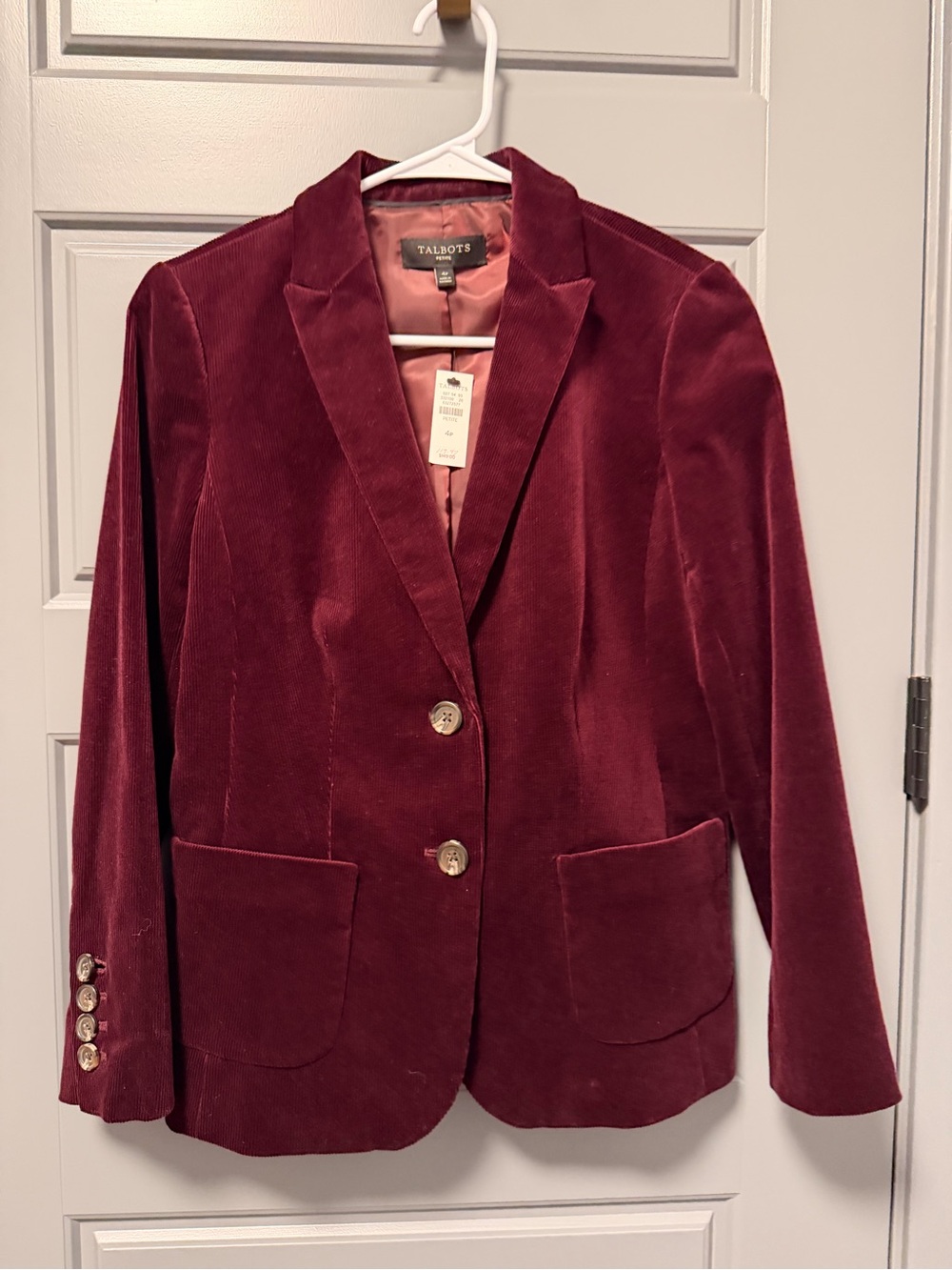 Talbots Deep Burgundy/Merlot Corduroy Blazer 4P NWT